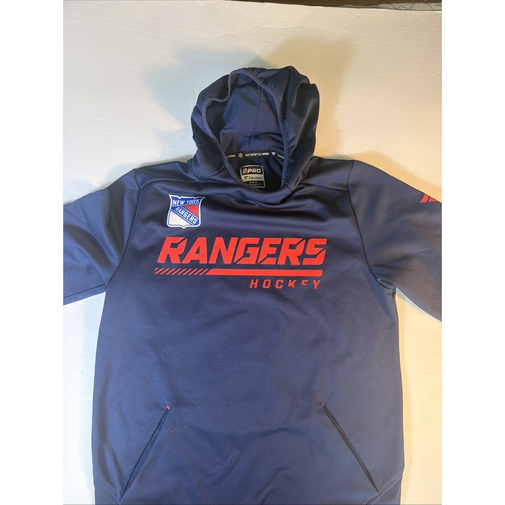 NY Rangers Fanatics Authentic Pro Hoodie Mens M Blue NHL Hockey